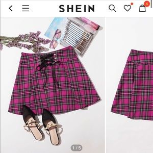 Shein Pink Plaid Skirt